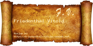 Friedenthal Vitold névjegykártya